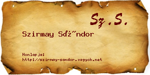 Szirmay Sándor névjegykártya